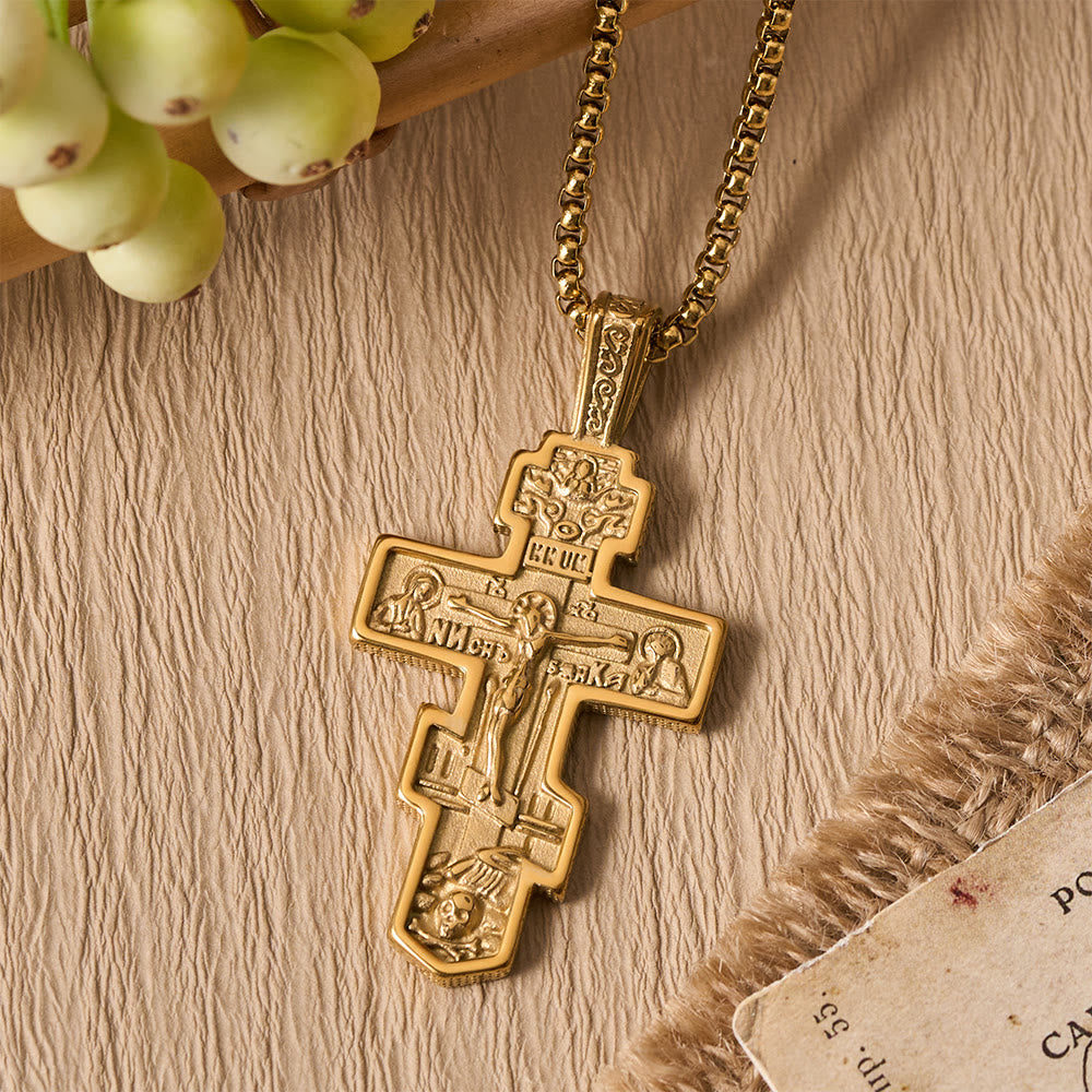 Christianartworkshop Two-Color Orthodox Crucifix Necklace with Profound Spiritual Meaning - Golden - image 14