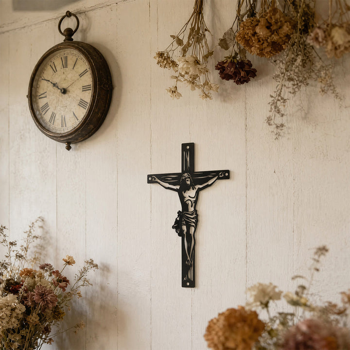Christianartworkshop Jesus Crucifix Silhouette Metal Wall Decor: Timeless Emblem of Sacred Redemptive Grace - image 2