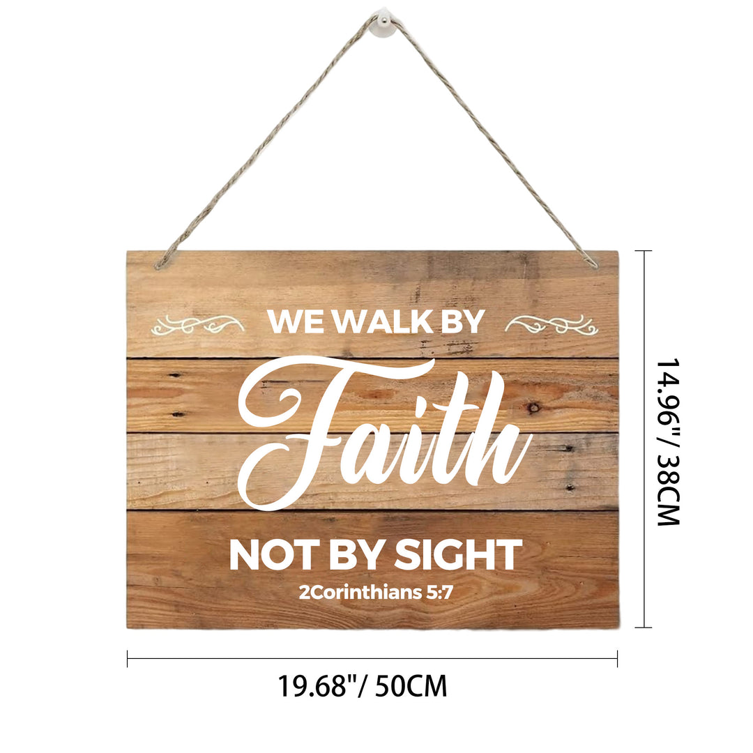 Christianartworkshop 2 Corinthians 5:7 Bible Verse Rustic Wooden Hanging Wall Decor: Emblem of Devotional Belief - 19.69''*14.96''*0.2''/50*38*0.5cm - image 6