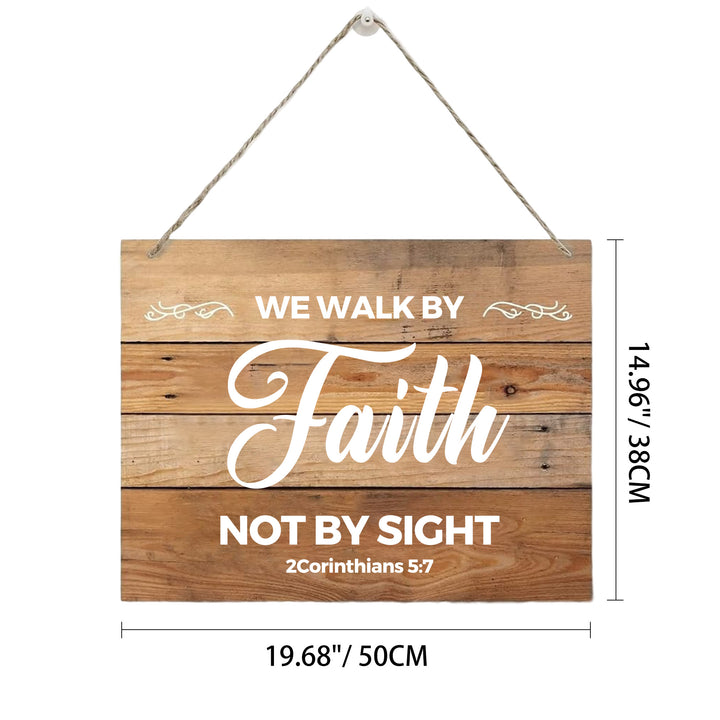 Christianartworkshop 2 Corinthians 5:7 Bible Verse Rustic Wooden Hanging Wall Decor: Emblem of Devotional Belief - 19.69''*14.96''*0.2''/50*38*0.5cm - image 6