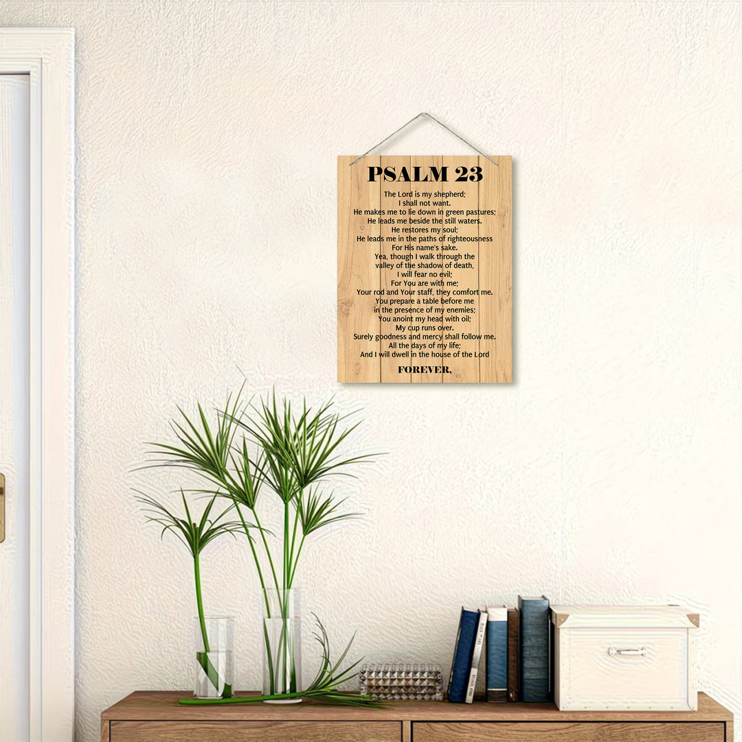 Christianartworkshop Psalm 23 Full Scripture Rustic Plank Wooden Wall Decor: Emblem of Divine Shepherdly Protection - image 1
