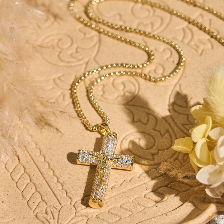 Christianartworkshop Jesus Crucifix Paved Necklace: Sparkling Detail for Faith & Daily Style - image 3