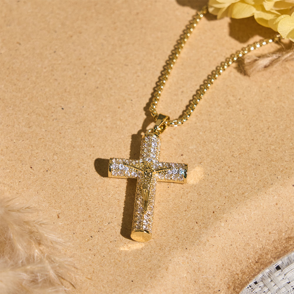 Christianartworkshop Jesus Crucifix Paved Necklace: Sparkling Detail for Faith & Daily Style - image 4