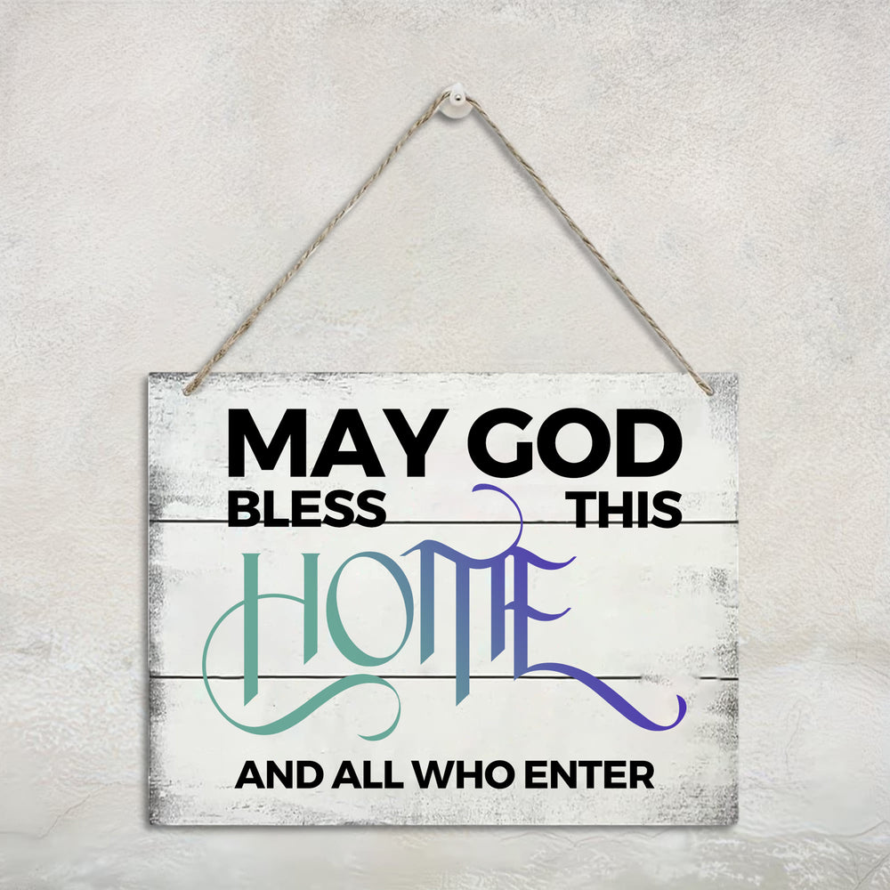 Christianartworkshop May God Bless This Home Distressed White Wooden Wall Decor: Emblem of Household Divine Blessing - image 1