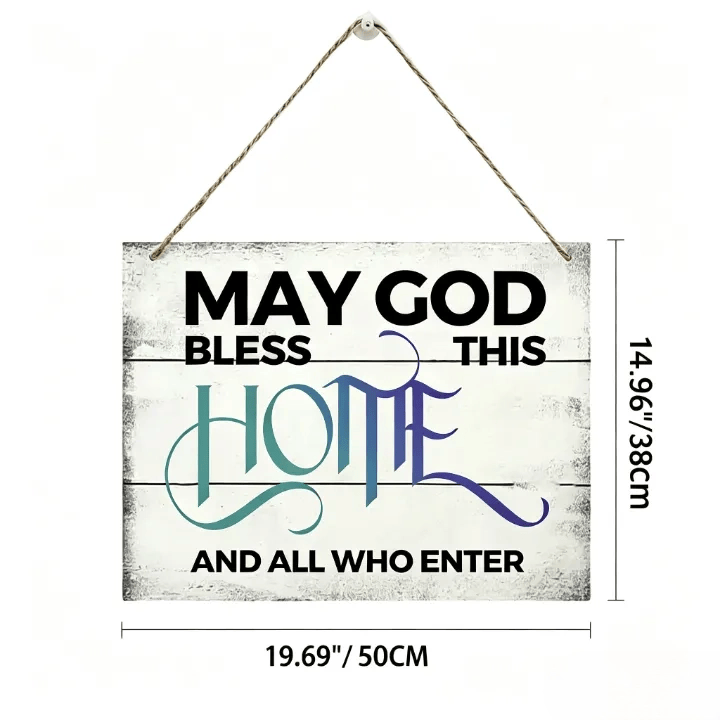 Christianartworkshop May God Bless This Home Distressed White Wooden Wall Decor: Emblem of Household Divine Blessing - 19.69''*14.96''*0.2''/50*38*0.5cm - image 6