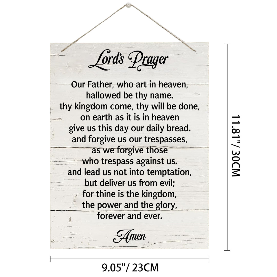 Christianartworkshop The Lord's Prayer Full Text White Distressed Wooden Wall Decor: Emblem of Devout Daily Prayer - 9.06''*11.81''*0.2''/23*30*0.5cm - image 4