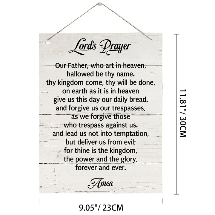 Christianartworkshop The Lord's Prayer Full Text White Distressed Wooden Wall Decor: Emblem of Devout Daily Prayer - 9.06''*11.81''*0.2''/23*30*0.5cm - image 4