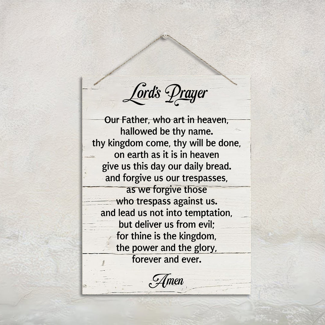 Christianartworkshop The Lord's Prayer Full Text White Distressed Wooden Wall Decor: Emblem of Devout Daily Prayer - image 2
