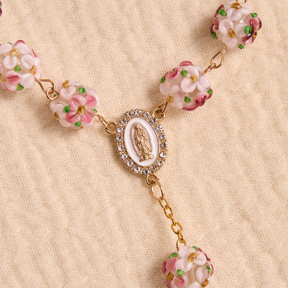 Christianartworkshop Ornate Jeweled Gold Cross Floral Glass Car Rosary: Token of Heavenly Travel Protection - image 8