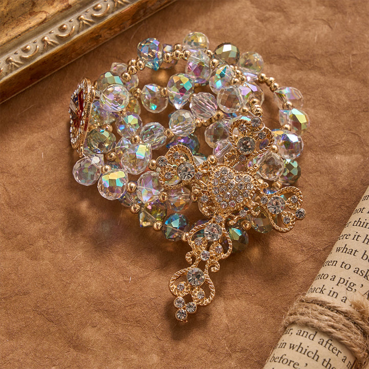 Christianartworkshop Gradient Iridescent Teardrop Glass Rosary With Jeweled Gilded Cross & Our Lady of Aparecida Medallion - image 4