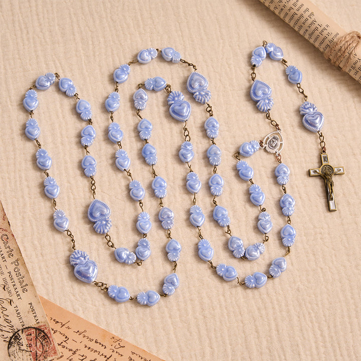 Christianartworkshop Gloss Glaze Sacred Heart Ceramic Prayer Rosary Featuring Sacred Heart Portrait Medallion - image 2
