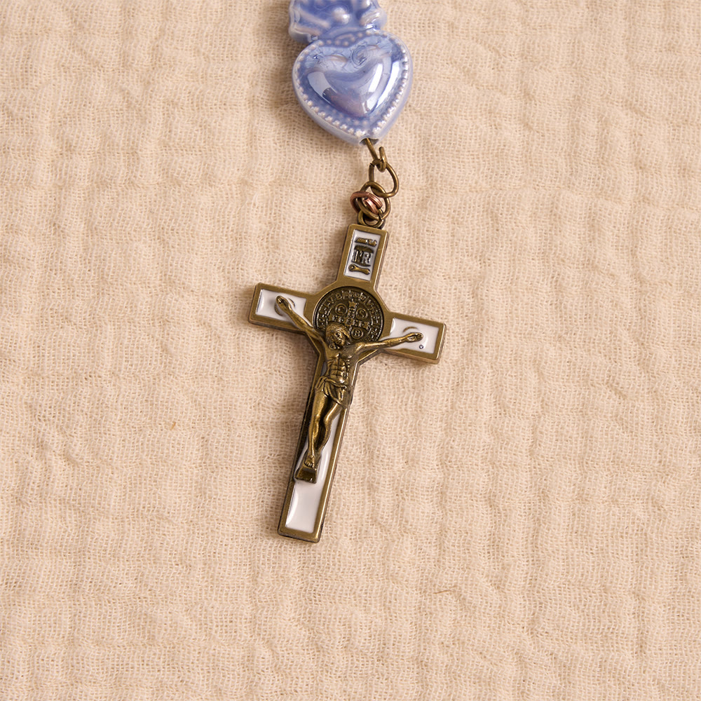 Christianartworkshop Gloss Glaze Sacred Heart Ceramic Prayer Rosary Featuring Sacred Heart Portrait Medallion - image 7