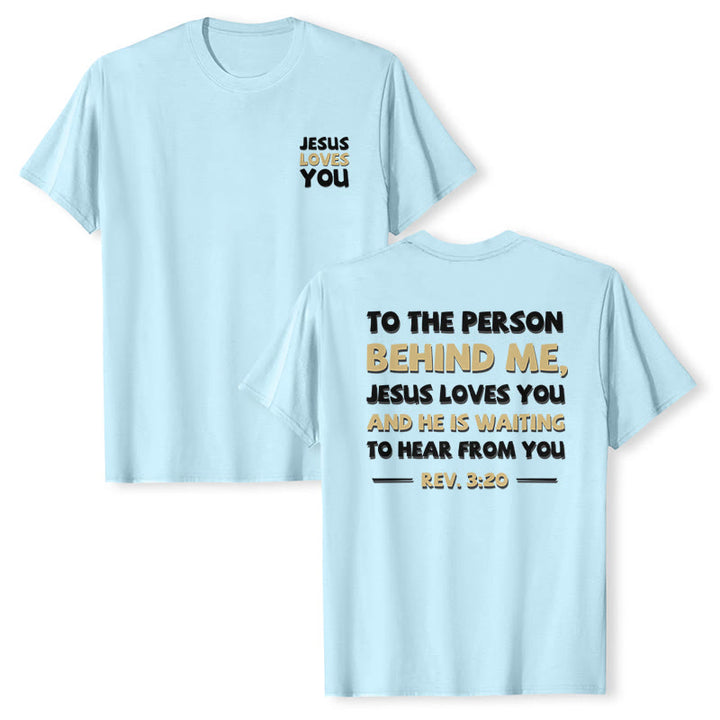 Christianartworkshop Dual-Side Two-Tone Scripture REV.3:20 Letter Print Casual Classic T-Shirt - image 19