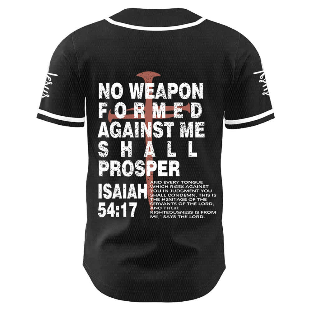 Christianartworkshop No Weapon Formed Against Me Shall Prosper Baseball Jersey - image 1