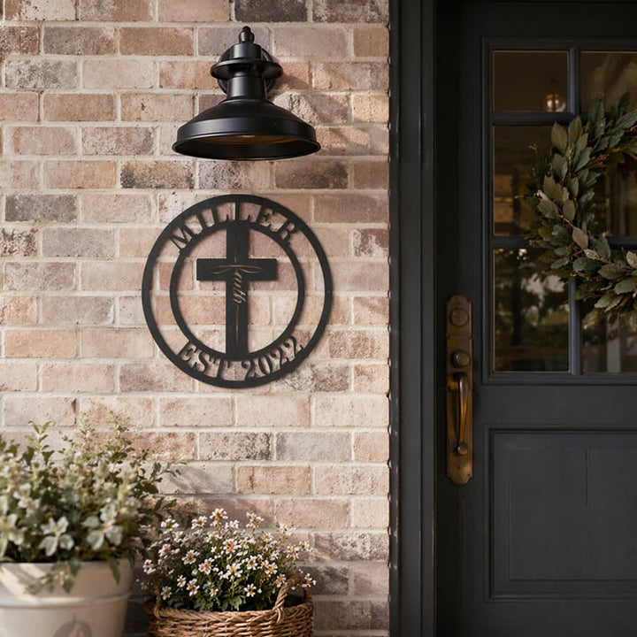 Christianartworkshop Custom Name & Year Faith Cross Circular Metal Wall Decor: Symbol of Family Shared Grace - image 5