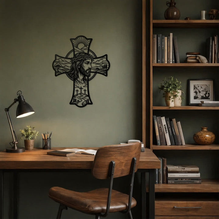 Christianartworkshop Hilltop Triple Cross Thorn Crown Jesus Laser Cut Metal Wall Decor: Fills Prayer Corners With Mild Divine Warmth - image 5