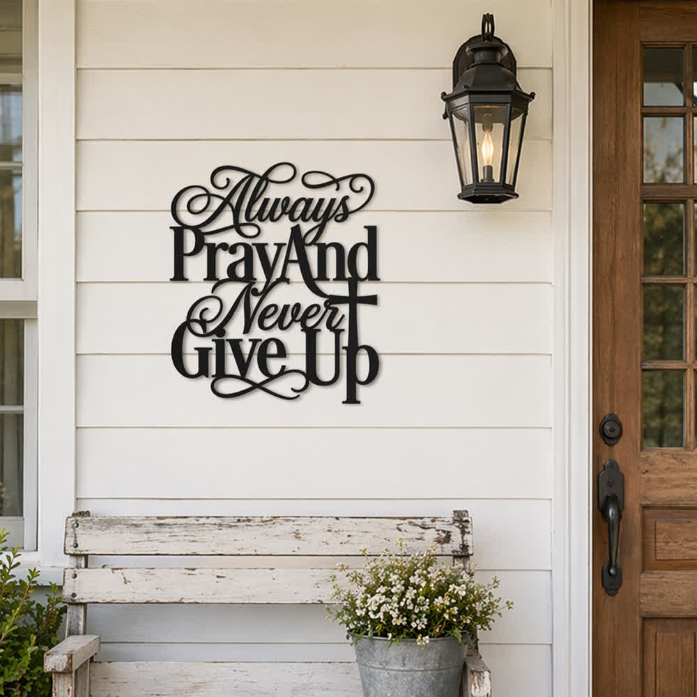 Christianartworkshop Intertwined Cursive Sacred Cross Always Pray And Never Give Up Metal Wall Decor: Cherishable Long-Lasting Spiritual Keepsake - image 3