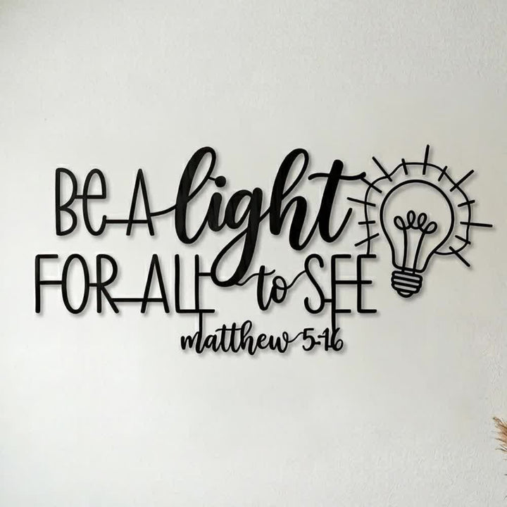 Christianartworkshop Matthew 5:16 Light Bulb Script Metal Wall Decor: Symbol of Divine Illumination - image 0