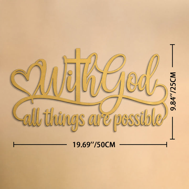 Christianartworkshop Golden Heart Cross With God All Things Possible Metal Wall Decor: Symbol of Boundless Divine Strength - 19.69''*9.84''*0.06''/50*25*0.15cm - image 9