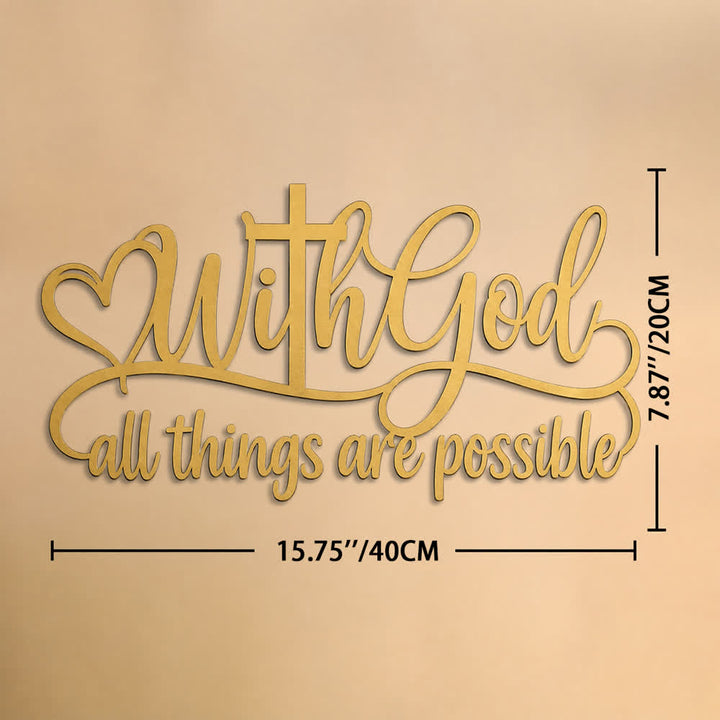 Christianartworkshop Golden Heart Cross With God All Things Possible Metal Wall Decor: Symbol of Boundless Divine Strength - 15.75''*7.87''*0.04''/40*20*0.1cm - image 8