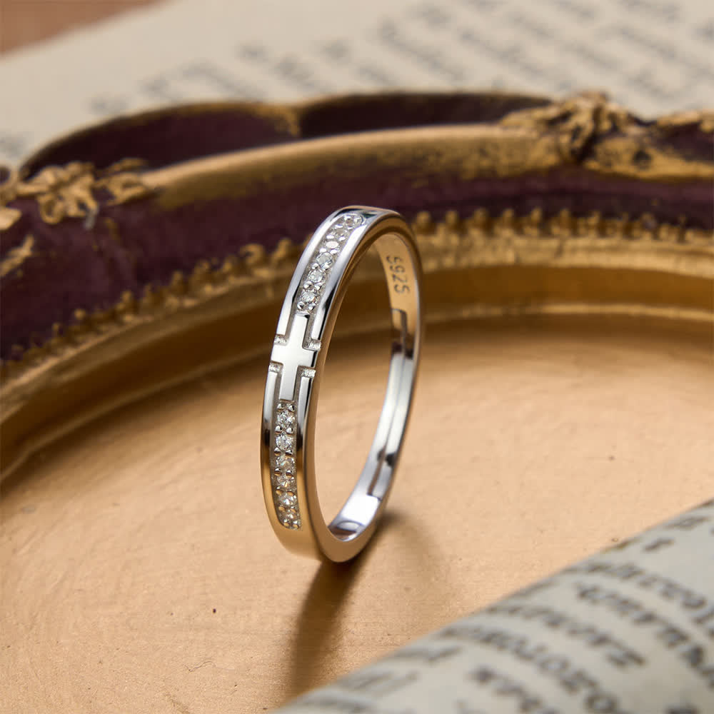 Christianartworkshop Dual Style Cross Sterling Silver Adjustable Couple Ring Set: Emblem of Unified Heavenly Covenant - image 5
