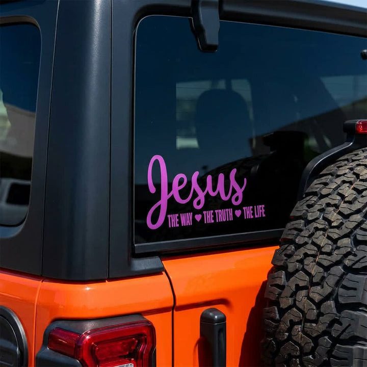 Christianartworkshop  Cursive Script Jesus The Way The Truth The Life Heart Accent Car Window Sticker - image 7
