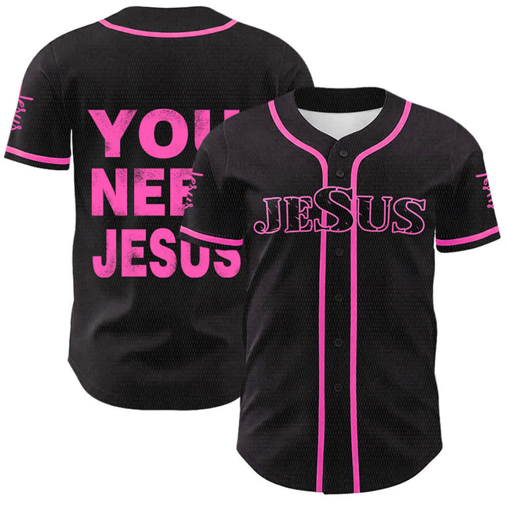 Christianartworkshop You Need Jesus Faith Statement Unisex Baseball Jersey - Pink - 5XL - image 15
