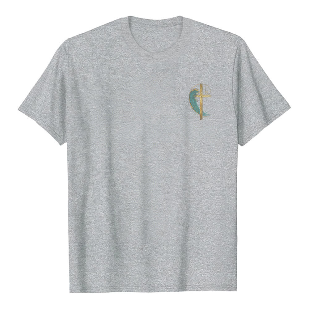 Christianartworkshop Golden Cross Wave Fibonacci Dual Side Print Classic T-shirt - image 14