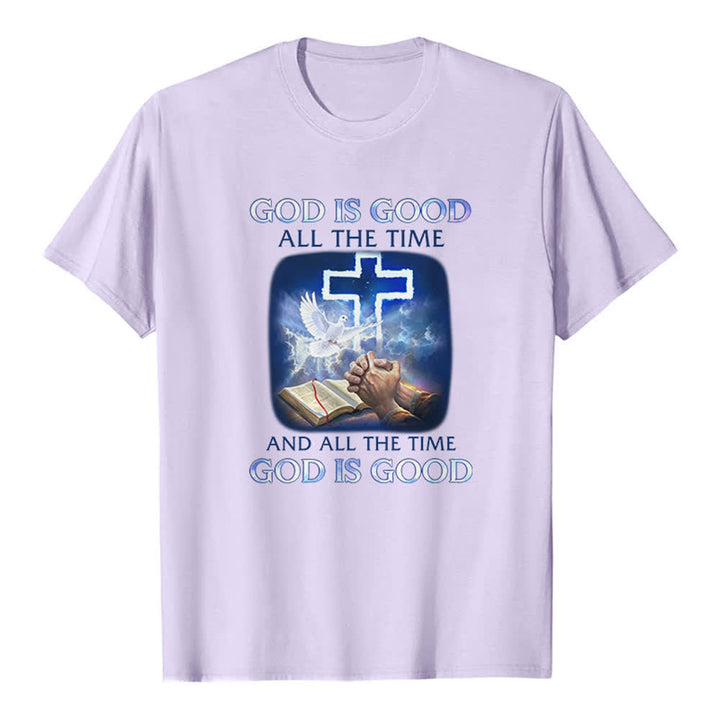 Christianartworkshop God Is Good All The Time Cross Dove Bible Print Classic T-shirt - Purple - 2XL - image 1