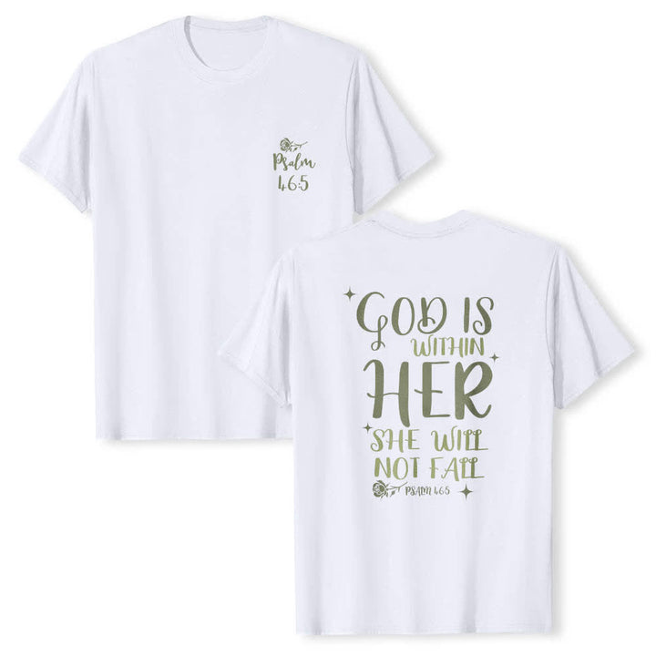Christianartworkshop Dual-Side God Is Within Her Psalm 46:5 Letter Print Classic T-shirt - White - 2XL - image 15