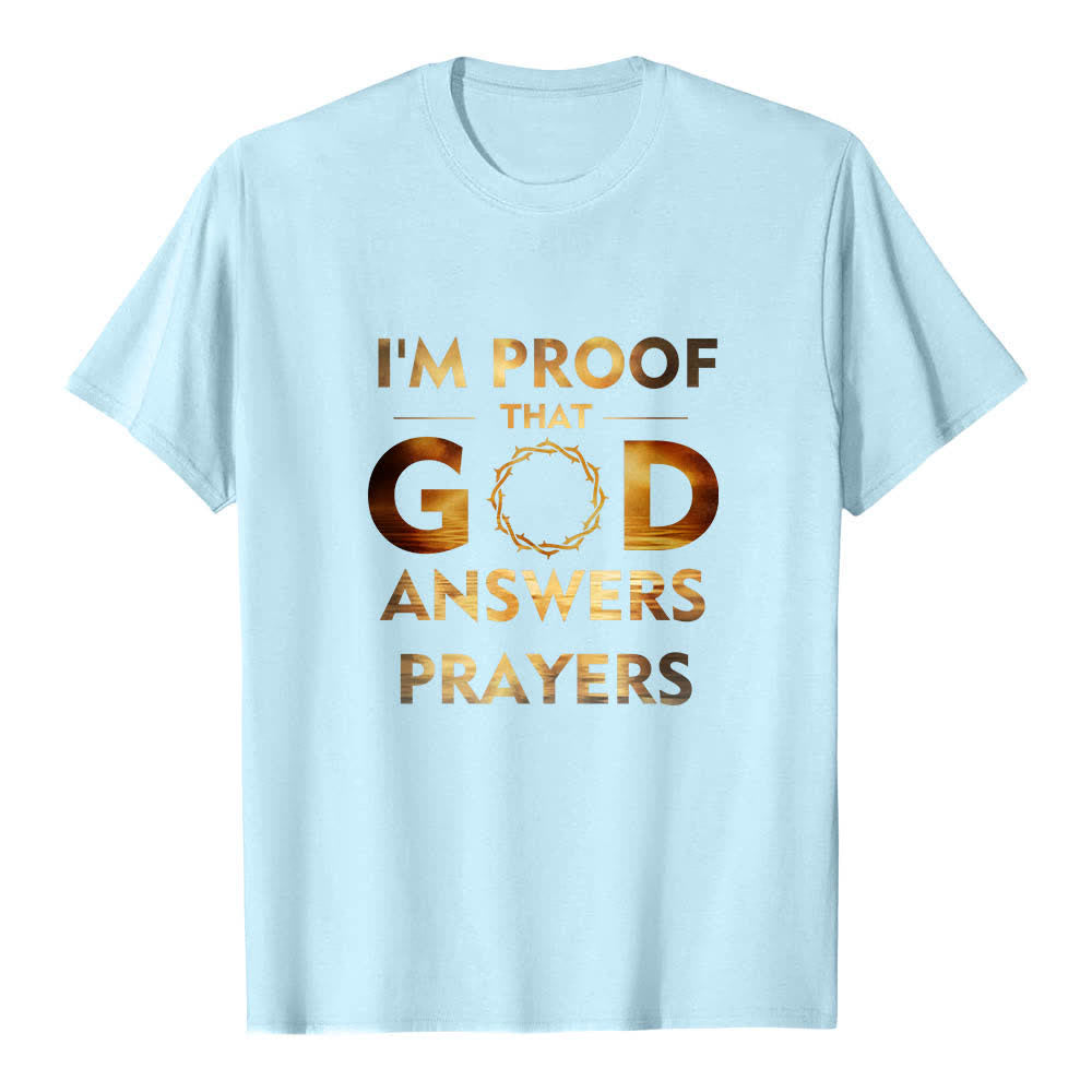 Christianartworkshop Dual-Side I'm Proof That God Answers Prayer Letter Print Classic T-shirt - Blue - 2XL - image 4