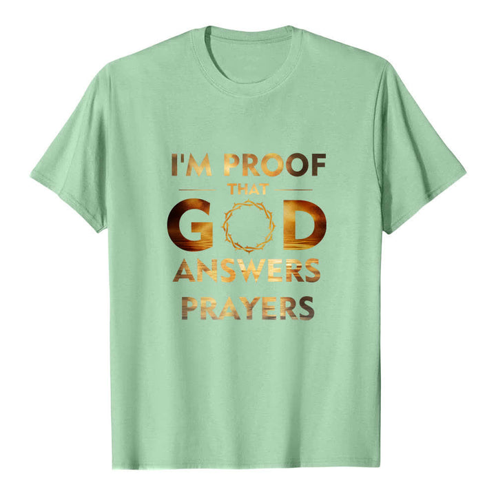 Christianartworkshop Dual-Side I'm Proof That God Answers Prayer Letter Print Classic T-shirt - Light Green - 2XL - image 6