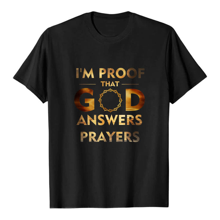 Christianartworkshop Dual-Side I'm Proof That God Answers Prayer Letter Print Classic T-shirt - Black - 2XL - image 3