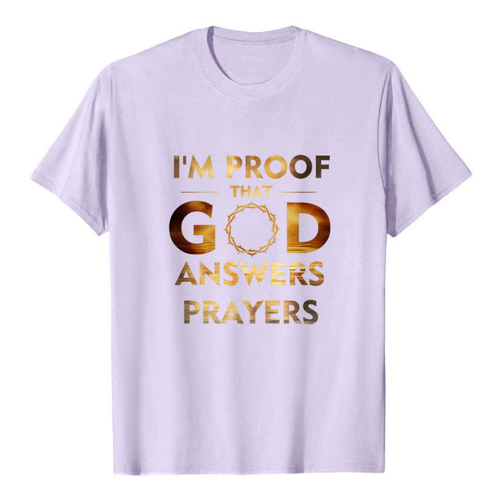 Christianartworkshop Dual-Side I'm Proof That God Answers Prayer Letter Print Classic T-shirt - Purple - 2XL - image 5