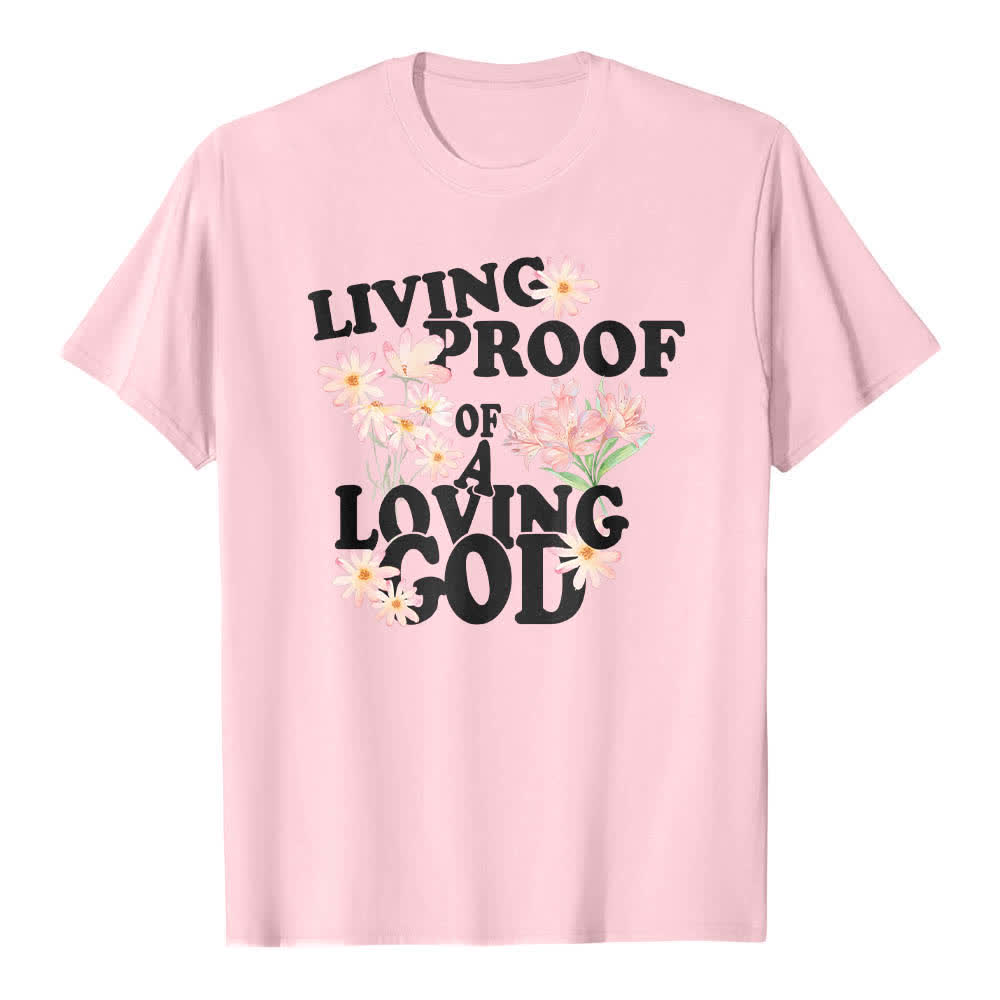 Christianartworkshop Dual-Side Living Proof Of A Loving God Floral Letter Print Classic T-shirt - Pink - 2XL - image 8