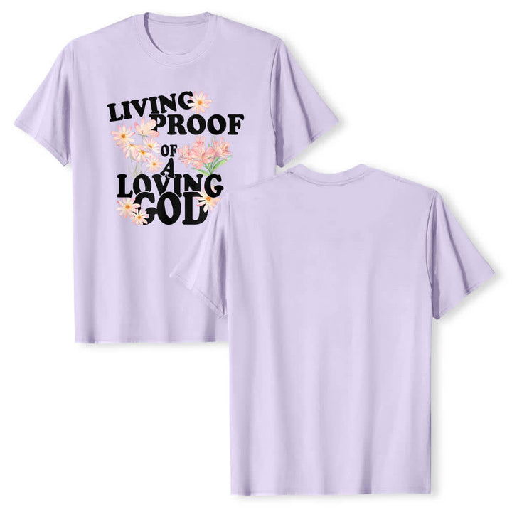 Christianartworkshop Dual-Side Living Proof Of A Loving God Floral Letter Print Classic T-shirt - Purple - 2XL - image 18