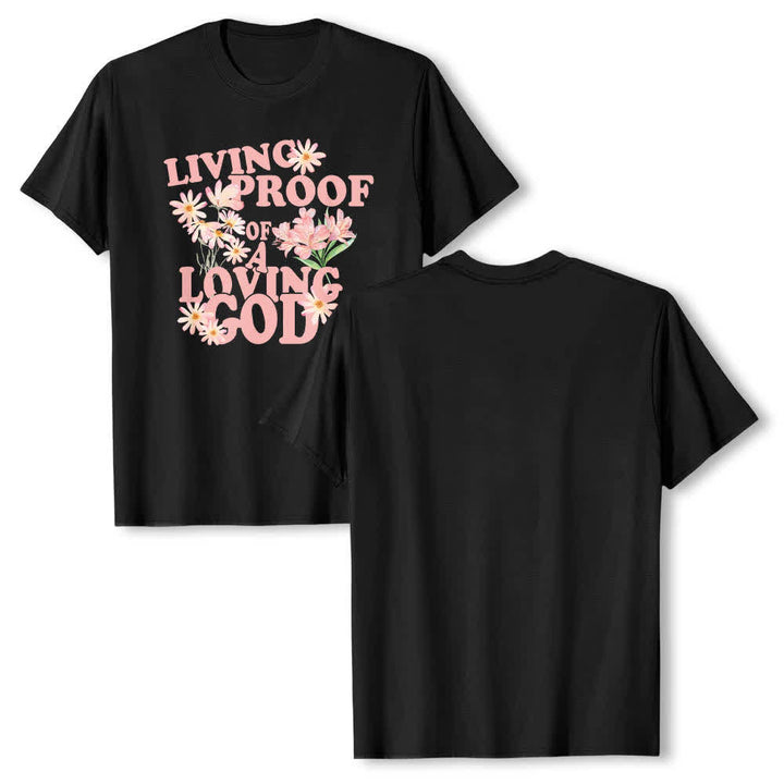 Christianartworkshop Dual-Side Living Proof Of A Loving God Floral Letter Print Classic T-shirt - Black - 2XL - image 12