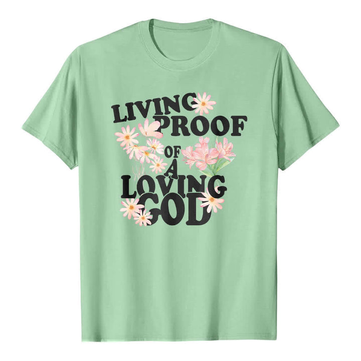 Christianartworkshop Dual-Side Living Proof Of A Loving God Floral Letter Print Classic T-shirt - Light Green - 2XL - image 7