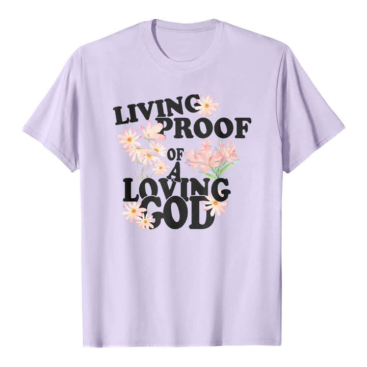 Christianartworkshop Dual-Side Living Proof Of A Loving God Floral Letter Print Classic T-shirt - Purple - 2XL - image 6