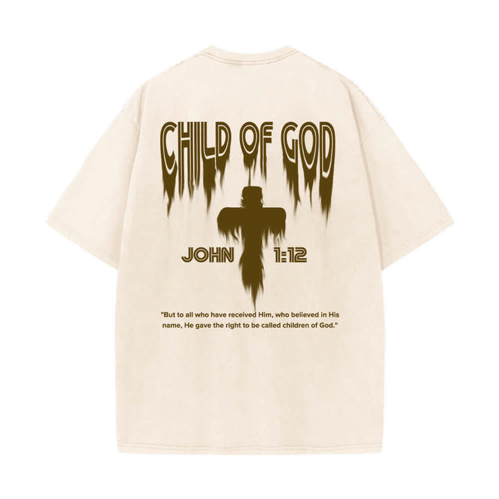 Christianartworkshop Dual-Side Child Of God John 1:12 Distressed Letter Print Washed T-shirt - image 19