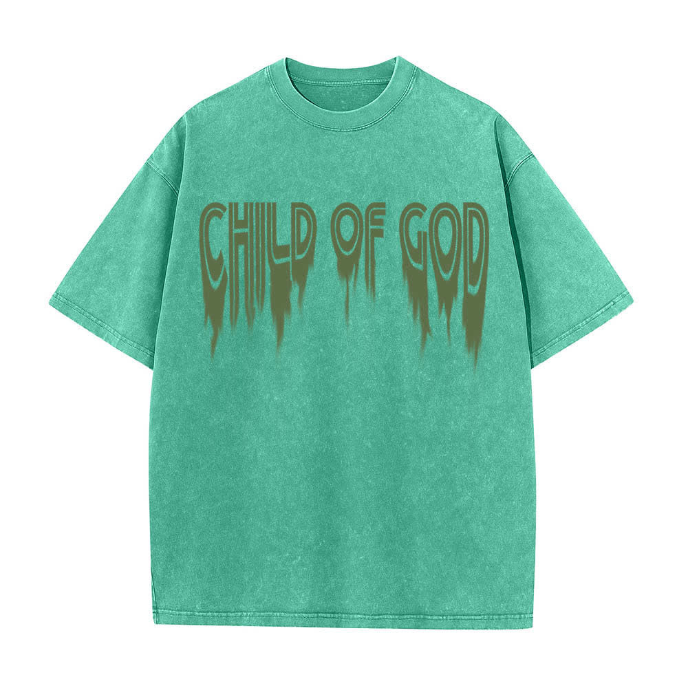 Christianartworkshop Dual-Side Child Of God John 1:12 Distressed Letter Print Washed T-shirt - image 14