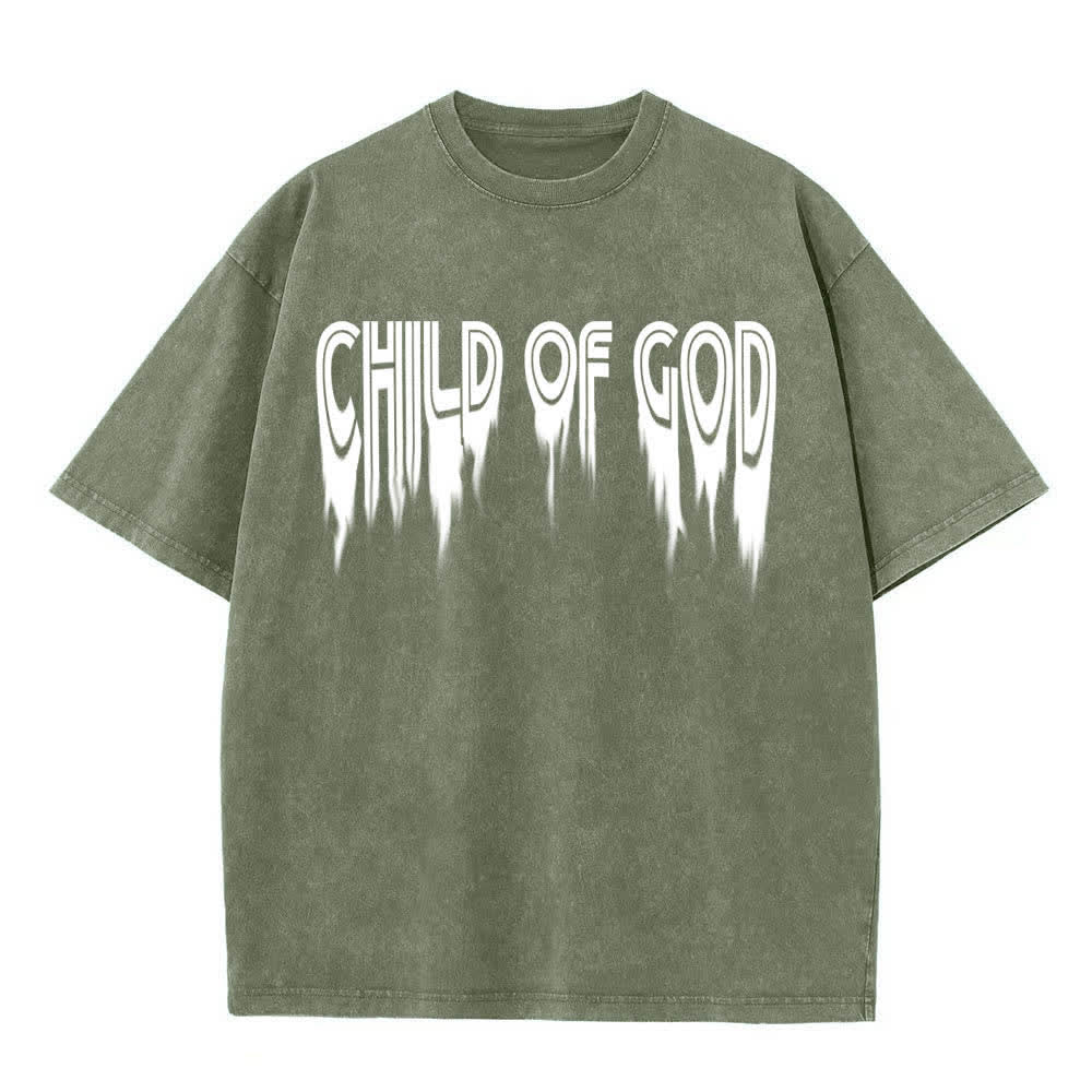 Christianartworkshop Dual-Side Child Of God John 1:12 Distressed Letter Print Washed T-shirt - image 2