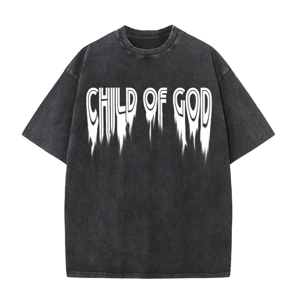 Christianartworkshop Dual-Side Child Of God John 1:12 Distressed Letter Print Washed T-shirt - image 17