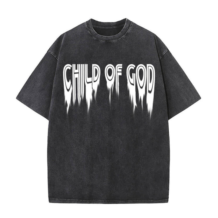 Christianartworkshop Dual-Side Child Of God John 1:12 Distressed Letter Print Washed T-shirt - image 17