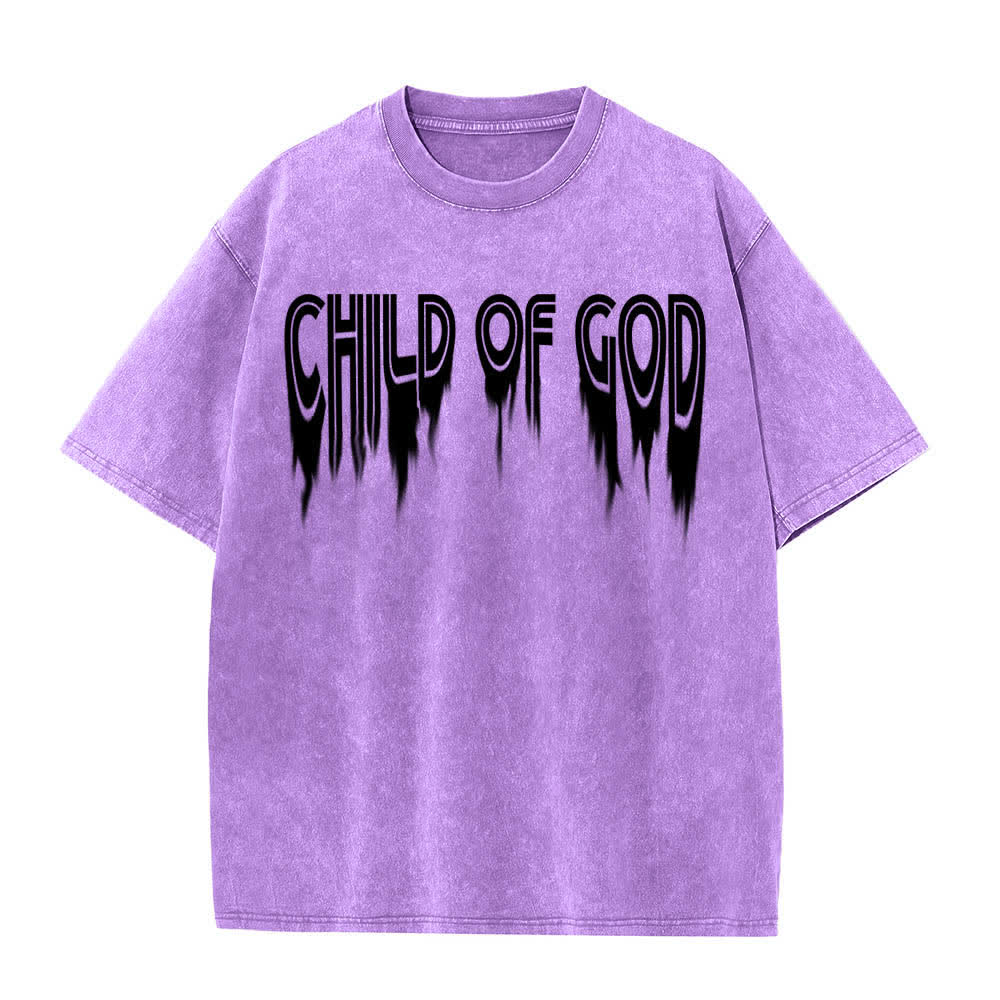 Christianartworkshop Dual-Side Child Of God John 1:12 Distressed Letter Print Washed T-shirt - image 23