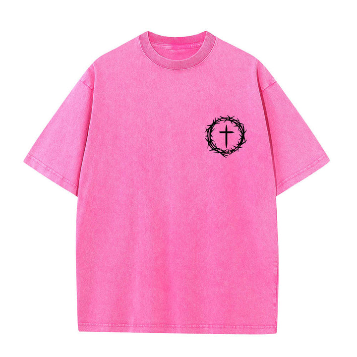Christianartworkshop Dual-Side A Lot Can Happen In 3 Days Crown Of Thorns Cross Letter Print Washed T-shirt - image 11
