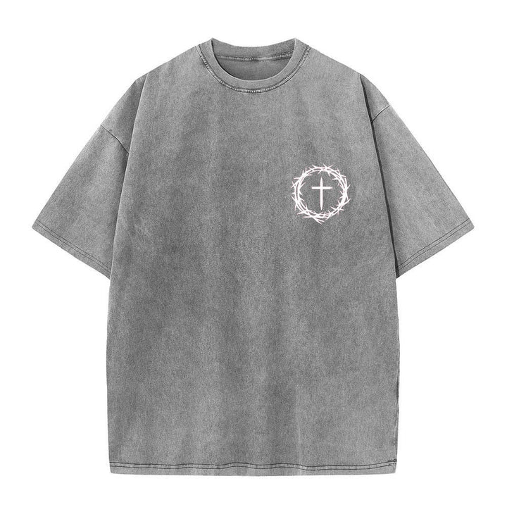 Christianartworkshop Dual-Side A Lot Can Happen In 3 Days Crown Of Thorns Cross Letter Print Washed T-shirt - image 23