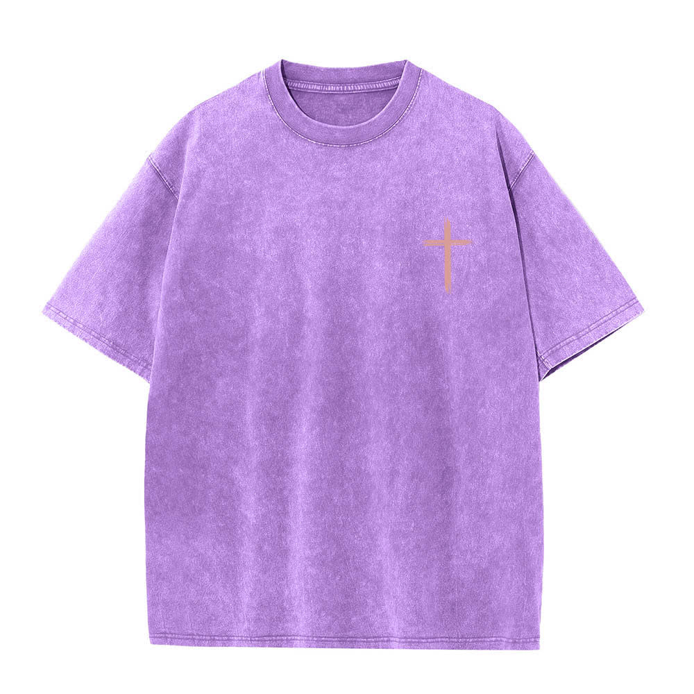 Christianartworkshop Dual-Side Let All That You Do Be Done In Love Floral Cross Letter Print Washed T-shirt - image 11