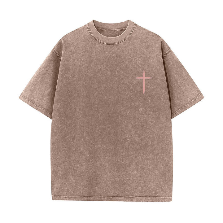 Christianartworkshop Dual-Side Let All That You Do Be Done In Love Floral Cross Letter Print Washed T-shirt - image 23