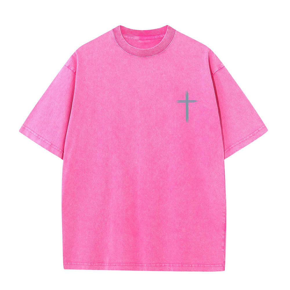 Christianartworkshop Dual-Side Let All That You Do Be Done In Love Floral Cross Letter Print Washed T-shirt - image 14